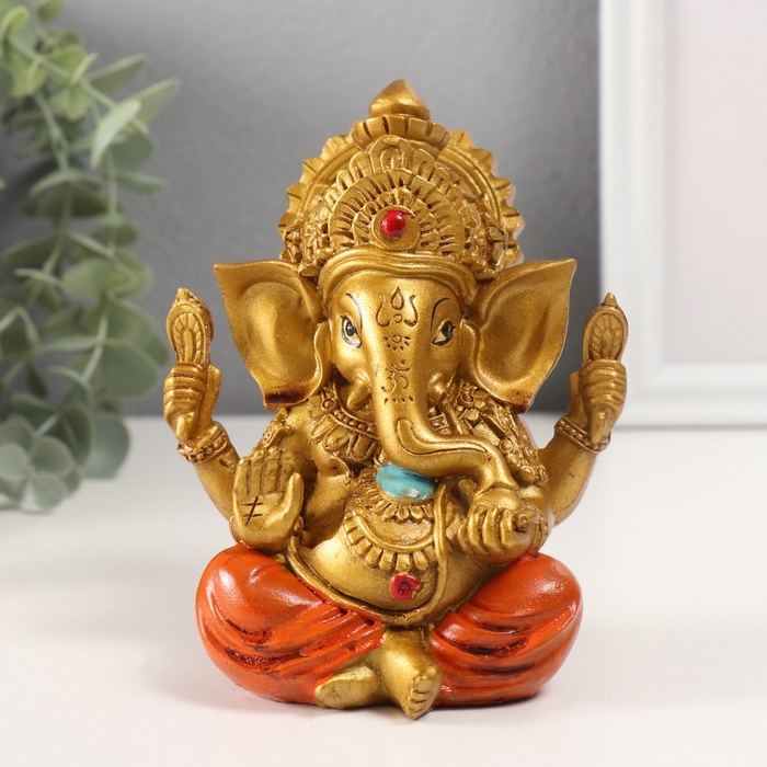 Фигурка полистоун «Ганеша, в оранжевых шароварах», под бронзу, 10×10×12.5 см - Фото 1