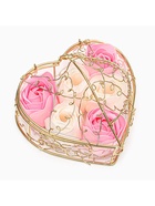 Подарочный набор мыльных бело-розовых роз в шкатулке, 6 шт. - Фото 4