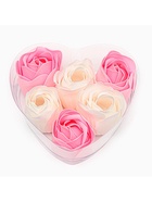 Подарочный набор мыльных бело-розовых роз в шкатулке, 6 шт. - Фото 7