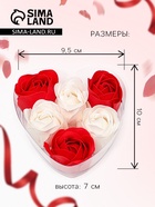 Подарочный набор мыльных бело-красных роз в шкатулке, 6 шт. - Фото 2
