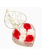 Подарочный набор мыльных бело-красных роз в шкатулке, 6 шт. - Фото 6