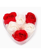 Подарочный набор мыльных бело-красных роз в шкатулке, 6 шт. - Фото 7