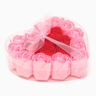 Подарочный набор в форме сердца из красно-розовых мыльных роз, в коробке, 18 шт. - Фото 2