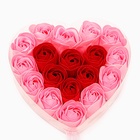 Подарочный набор в форме сердца из красно-розовых мыльных роз, в коробке, 18 шт. - Фото 3