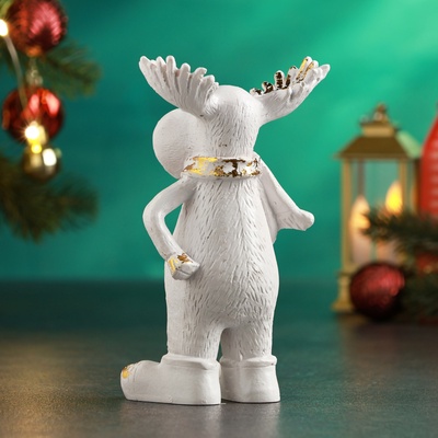 Фигура "Лось со звездой" 16х6х9см, белый с позолотой