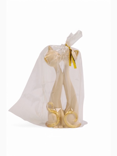 Фигура "Влюбленные кот и кошечка" 15х4х6см, бежевый с золотом