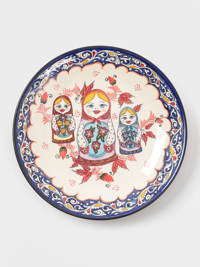 Ляган узбекский Риштанская Керамика «Матрёшки», d=42 см, синий - Фото 1