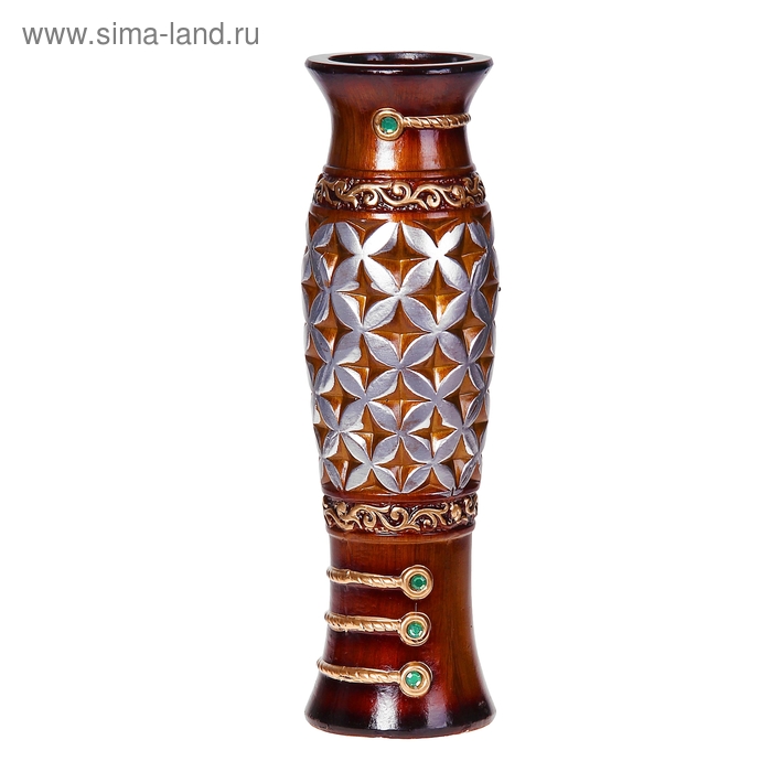 ваза керамика напольная 60 см цветочный орнамент коричневая ножка - Фото 1