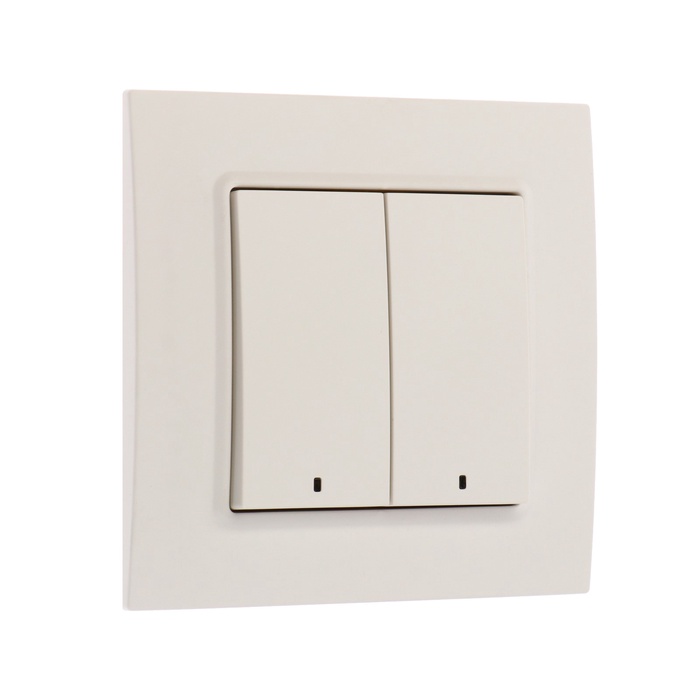 Выключатель TOT Elegant, 10 А, 2 клавиши, с подсветкой, скрытый монтаж, белый