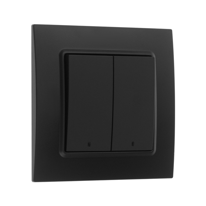 Выключатель TOT Elegant, 10 А, 2 клавиши, с подсветкой, скрытый монтаж, чёрный