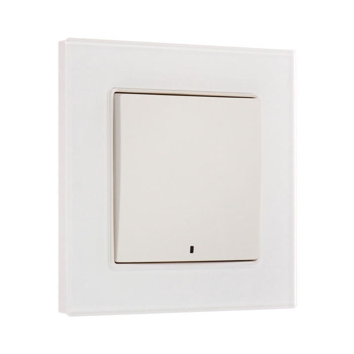 Выключатель TOT Matte Glass, 10 А, 1 клавиша, с подсветкой, скрытый монтаж, стеклянная рамка, белый