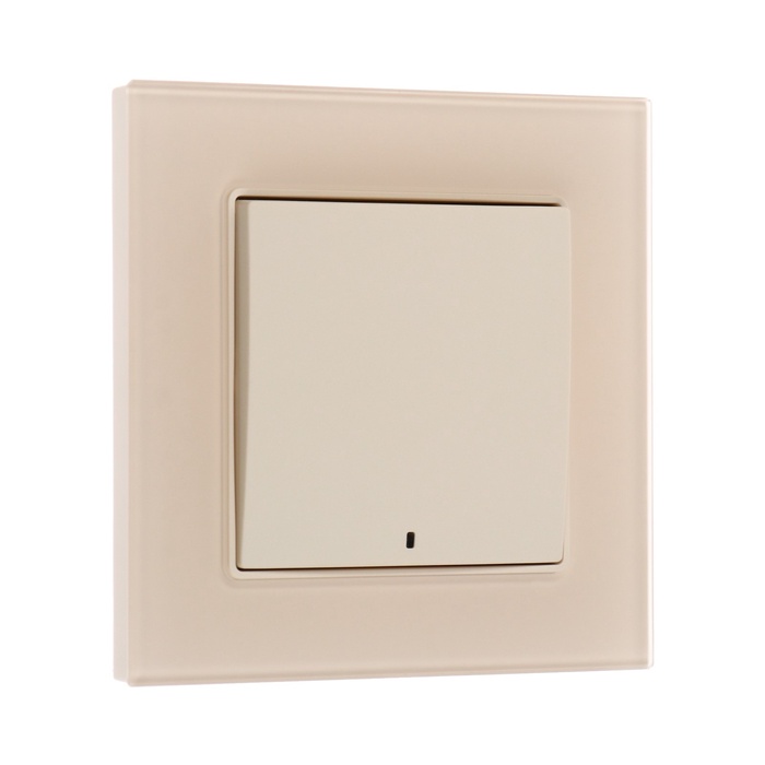 Выключатель TOT Matte Glass, 10 А, 1 клавиша, с подсветкой, скрытый монтаж, стеклянная рамка, бежевый