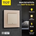 Выключатель TOT Matte Glass, 10 А, 1 кл., с подсветкой, скрытый, стекло, бежевый - фото 322269811