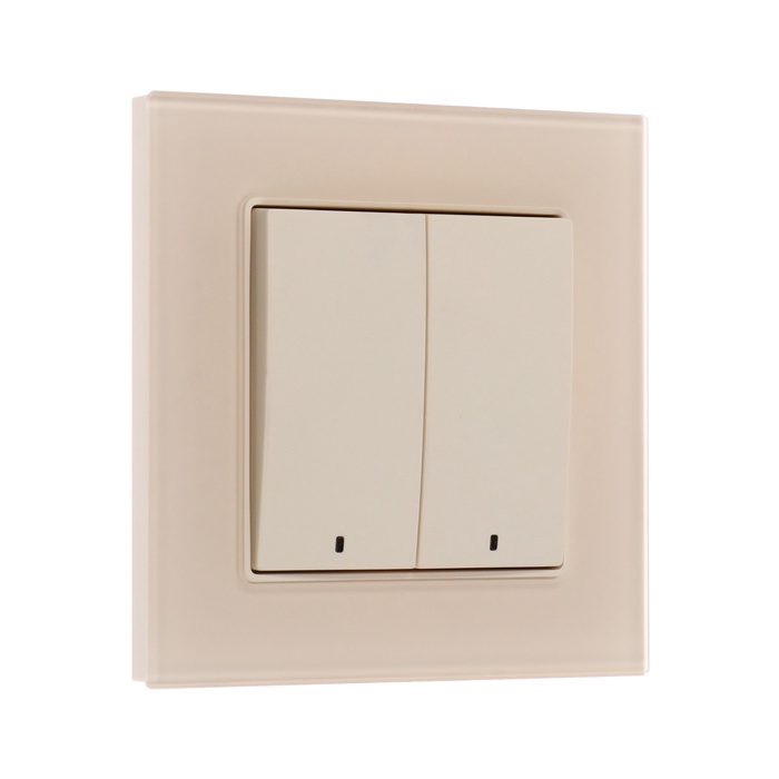 Выключатель TOT Matte Glass, 10 А, 2 клавиши, с подсветкой, скрытый монтаж, стеклянная рамка, бежевый