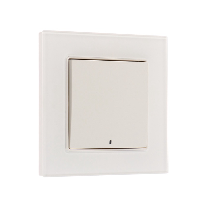 Выключатель TOT Glossy Glass, 10 А, 1 клавиша, с подсветкой, скрытый монтаж, стеклянная рамка, белый