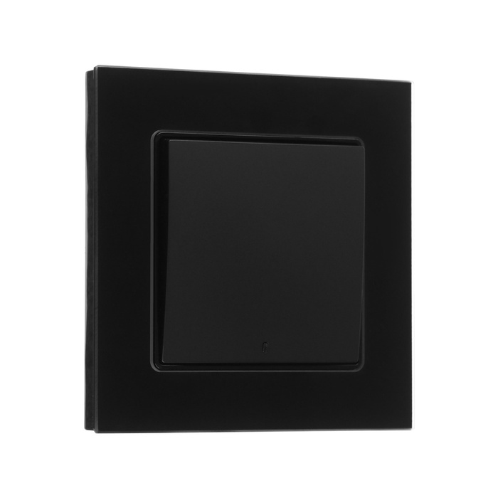 Выключатель TOT Glossy Glass, 10 А, 1 клавиша, с подсветкой, скрытый монтаж, стеклянная рамка, чёрный