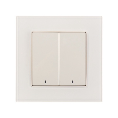 Выключатель TOT Glossy Glass, 10 А, 2 клавиши, с подсветкой, скрытый монтаж, стеклянная рамка, белый