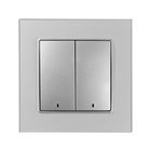 Выключатель TOT Glossy Glass, 10 А, 2 клавиши, с подсветкой, скрытый монтаж, стеклянная рамка, серебристый - Фото 3