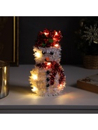 Светодиодная фигура из мишуры «Снеговик в красном» 16×9 см, 10 LED, от батареек AG10×3, свечение тёплое белое - Фото 4
