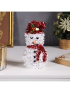 Светодиодная фигура из мишуры «Снеговик в красном» 16 × 9 см, 10 LED, батарейки AG10х3 (в комплекте), свечение тёплое белое - фото 809338566