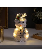 Светодиодная фигура из мишуры «Снеговик в серебристом» 16×9 см, 10 LED, от батареек AG10×3, свечение тёплое белое - Фото 4