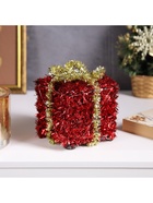 Светодиодная фигура из мишуры «Подарок красный» 12×9 см, 10 LED, батарейки AG10×3 (в комплекте), свечение тёплое белое - фото 60852359