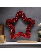 Светодиодная фигура из мишуры «Звезда красная» 30×5 см, 20 LED, батарейки AG10×3 (в комплекте), свечение тёплое белое - фото 60852363