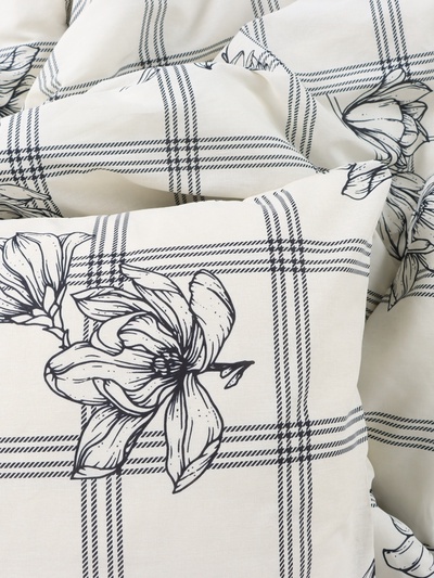 Постельное бельё евро «Этель» Ink flowers, бязь