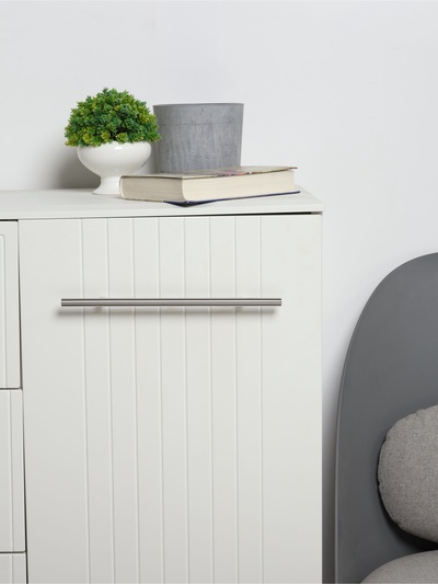 Ручка рейлинг ТУНДРА, облегчённая, d=12 мм, м/о 192/300 мм, внеш. ножка, цвет матовый никель