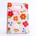 Подарочная коробка - пакет, упаковка с вырубной ручкой, «Летние цветы», 14×6×21 см - Фото 2