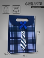 Подарочная коробка - пакет, упаковка с вырубной ручкой, «Мужской галстук», 19×9×27 см - Фото 1