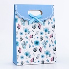Подарочная коробка - пакет, упаковка с вырубной ручкой, «Голубые васильки», 14×6×21 см - Фото 2