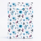 Подарочная коробка - пакет, упаковка с вырубной ручкой, «Голубые васильки», 14×6×21 см - Фото 3