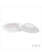 Набор посуды WY Grace, 18 предметов: 6 тарелок d=25.5 см, 6 тарелок d=20.5 см, 6 глубоких тарелок 350 мл, d=23 см, фарфор, белый - Фото 5