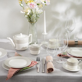 Набор посуды WY Eternal, 18 предметов, 6 тарелок d=25.5 см, 6 тарелок d=20.5 см, 6 глубоких тарелок d=23 см, фарфор, белый