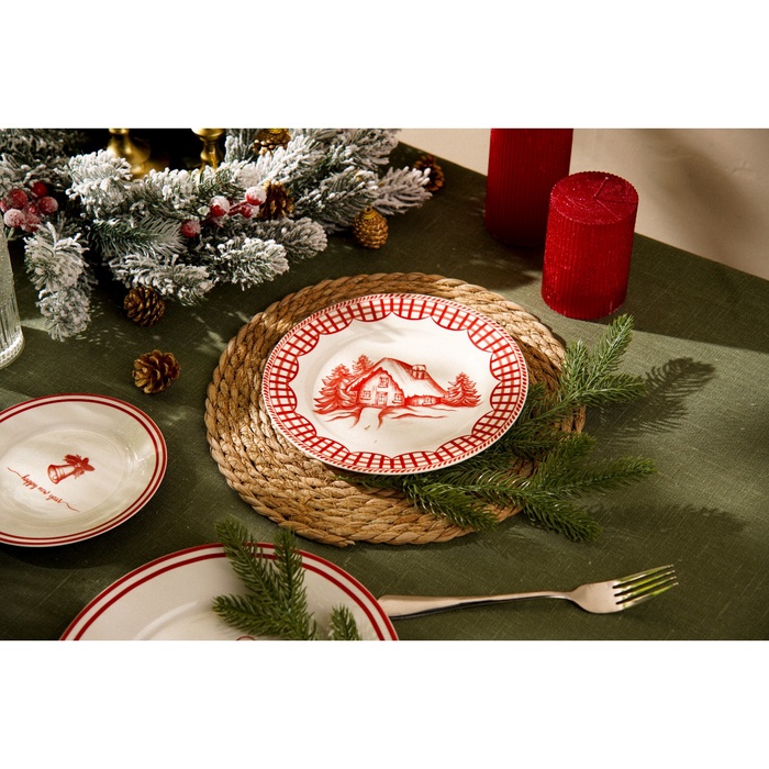 Тарелка новогодняя SL Home «Прекрасное время», d=20 см, обеденная, фарфор - фото 114152429