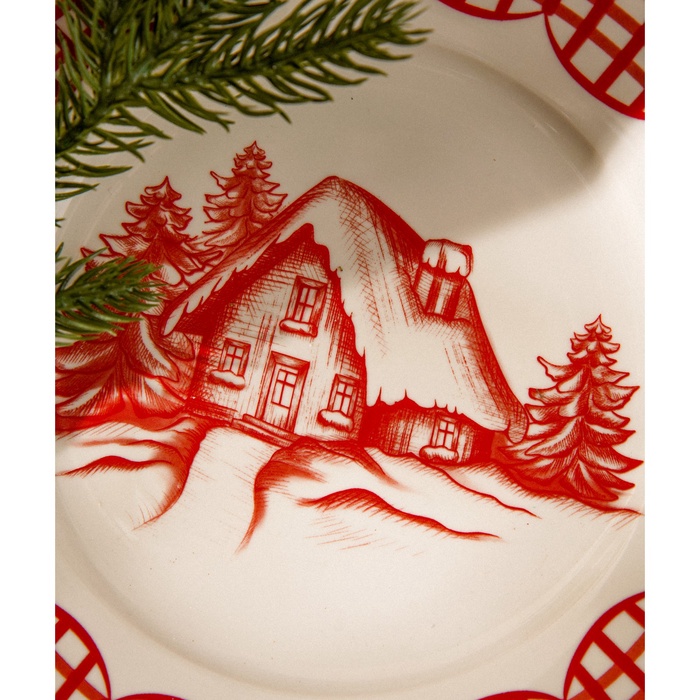 Тарелка новогодняя SL Home «Прекрасное время», d=20 см, обеденная, фарфор - фото 114152430