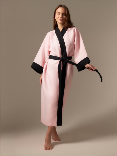 Халат женский длинный SL HOME "Rose" размер 44-52,100% лён, 150г/м2