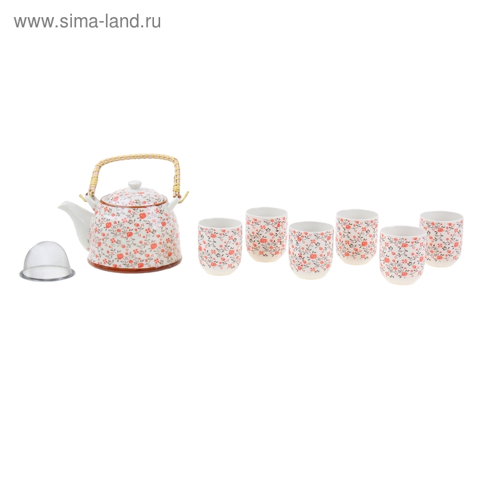 Набор для чайной церемонии 7 предметов "Оранжевый сад" (чайник 900 мл, чашка 70 мл) - Фото 1
