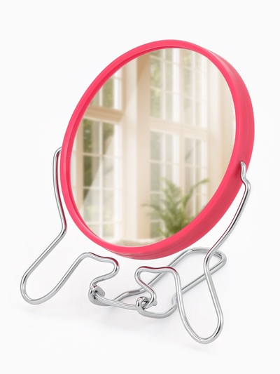 Зеркало настольное, с увеличением х2, настенное, двустороннее, 11×18 см, (d=9 см), МИКС