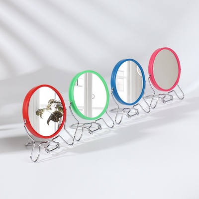 Зеркало настольное - подвесное «Круг», двустороннее, с увеличением х2, d зеркальной поверхности 9 см, МИКС