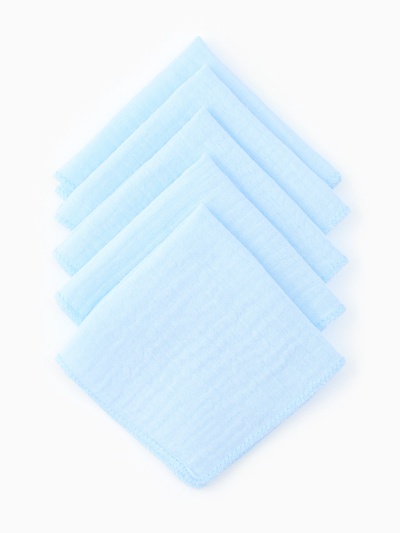 Платки носовые детские «Крошка Я» Ocean 20×20 см - 5 шт., муслин, 100 % хлопок, голубые