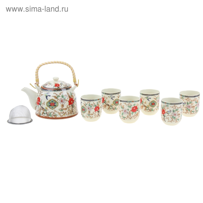 Набор для чайной церемонии 7 предметов "Прикосновение" (чайник 900 мл, чашка 70 мл) - Фото 1