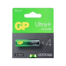 Батарейка алкалиновая GP Ultra Plus Alkaline, AA, LR6-4BL, 1.5В, блистер, 4 шт 10844119