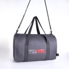 Сумка дорожная на молнии TEXTURA, с подкладкой, длинный ремень, маленький размер, серая - Фото 5