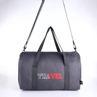 Сумка дорожная на молнии TEXTURA, с подкладкой, длинный ремень, маленький размер, серая - Фото 7