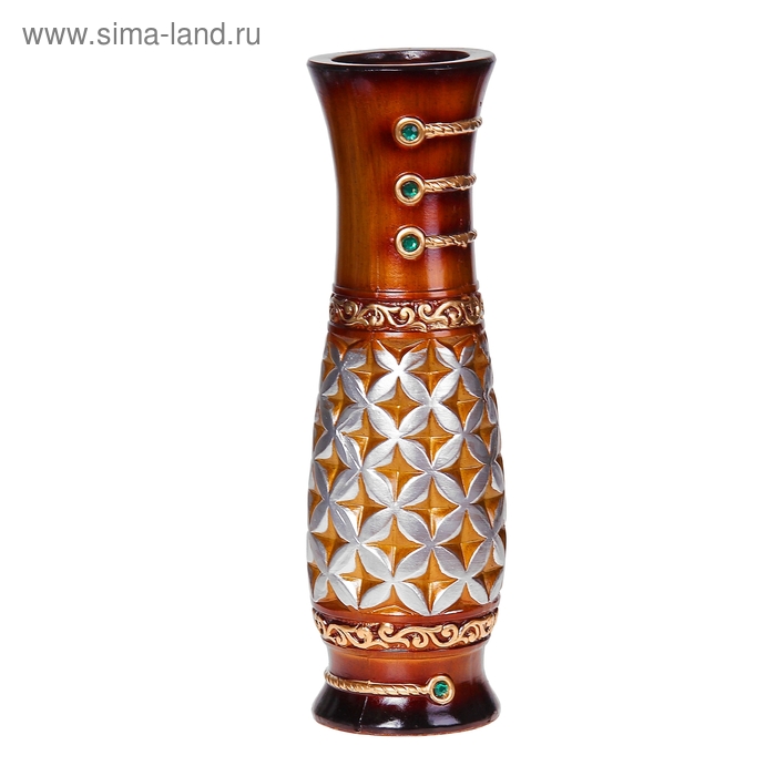ваза керамика напольная 60 см цветочный орнамент коричневая - Фото 1