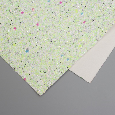 Лист для творчества искусственная кожа «Блёстки», бело-зелёный лист 33×20 см, толщина 1.6 мм