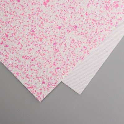 Лист для творчества искусственная кожа «Блёстки», бело-розовый лист 33×20 см, толщина 1.6 мм
