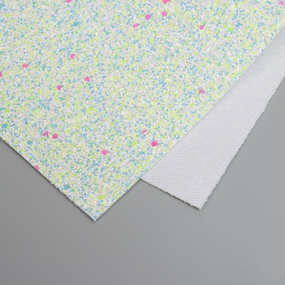 Лист для творчества искусственная кожа «Блёстки», жёлто-голубой лист 33×20 см, толщина 1.6 мм